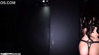 Expert Gloryhole Blowjob with Brunette Girl and Big White Cock - POV Sex