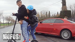 Busty Megan Fiore Shows Off Her Amazing Ass Before Swallowing Jordi's Big Cock in His Car