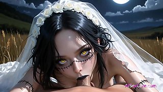 Moonlit zombie bride gets pulverized in her torn sundress as pursued winds fuel her lust for bang-out