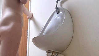 Girl Pisses Mens Bathroom Risky Pee