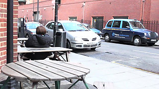 Ashley Rider walks on streets of downtown