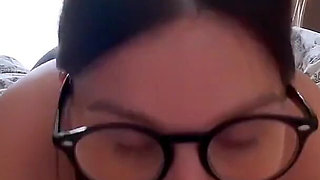 Secretary Comes to Boss Hotel Room on a Business Trip to Suck His Cock