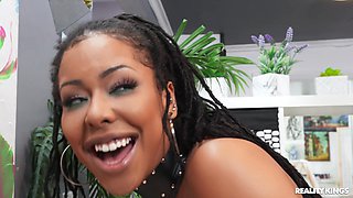 Black on Black Sex: Art Class Pussy p2 - Oiled Up Ebony Kira Noir rides BBC Alex Jones
