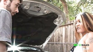 Monster cock scene with cutesy James Deen and Lielani Li from Monster Males