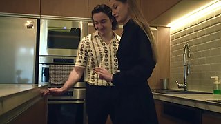 Blonde girl getting all her holes destroyed so hard in this bed