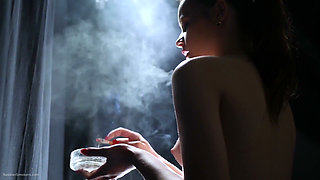 A Little Bit Naked Smoking Girl
