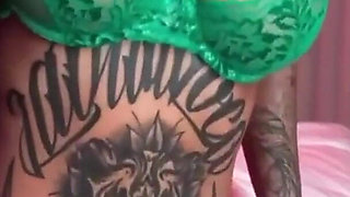 Busty Tattooed MILF Extreme Squirt on Morning Main Street Balcony