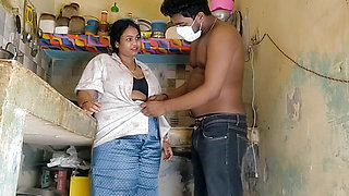 Brother-in-law Pinched My Sister-in-law's Big Nipples at Holi, Wild Sex in the Kitchen