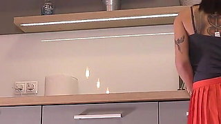 Hot Brunette Beautiful Petite Wife Takes off Her Panties to Flash Her Tight Pussy and Piercing with Her Naked Ass