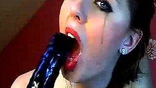 Big Dildo Blowjob by Aurelie on Webcam