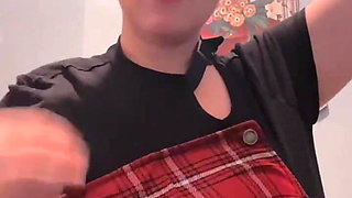 Busty Blue-haired Girl Smoking