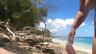 Kinky Couple Big Tits Cowgirl Wife Orgasm Sex on Barbados Beach POV