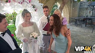 VIP4K. Hot bride is having a rough sex with a master of ceremonies, guests are shocked