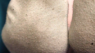 Latex Goddess and Dirty Socks for Her Feet Slave