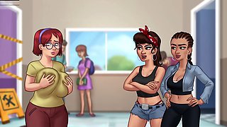 Boob squeeze, gaming, internal cumshot