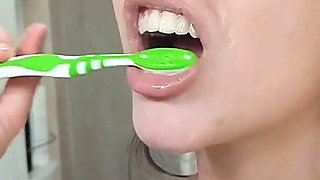 Teen Maid Toothbrush with Fresh Cumshot