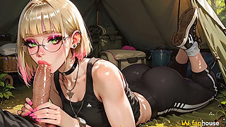 Camping with a Bespectacled Nerd Tourist - Dirty Sex in a Tent in the Middle of an Ai Forest