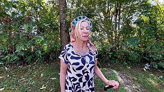 Tattooed 81 Year Old Granny Outdoor Behind the Car Fucked