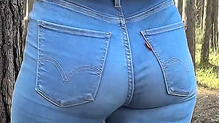 Schoolgirl Catwalk in Forest: but Clenching Ass Worship POV