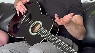 A Curvy Young Student Gets by Her Guitar Teacher!