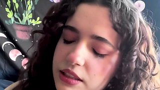 Flexible pale brunette with foot fetish does hot footjob
