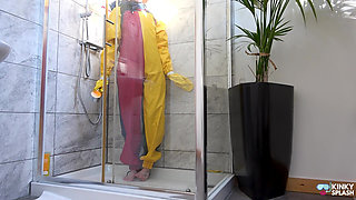 Double-layered Pvc Rainwear & Wetsuit: Soaked, Soapy Shower Play
