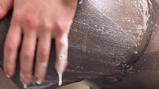 Hot Milf Taking A Shower In Control Top Pantyhose