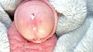 EXTREME CLOSE UP of me MILKING PRECUM and BLOWING A HUGE