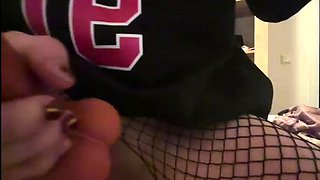 Tight tranny Yuri Myeon in red lingerie solo masturbation