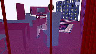 Animated 3D Cartoon Porn - Beautiful Girl Masturbating with Bottle on Chair Multiple Orgasms