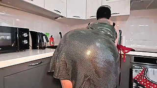 Stepmom Stays With Stepson For Hard Kitchen Fuck - Rough Anal & Hot Blowjob