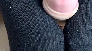 Female Domination of Cock with Feet From Mistress in Latex Suit