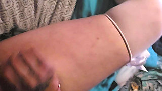 Sissy in stockings jerking cock