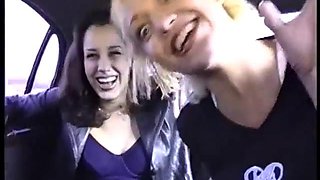 An amazing double blowjob in the car: Big Tits, Masturbation  Big Boobs Porn