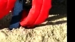 Big-Breasted Girl's Orgasm at the Beach