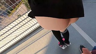 Nerdy stepsister gets fucked in parking garage