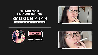 Darkside Smoking Asian Gooning: Wheezing, Coughing, Topless MILF Invites You to Cum on Her Boobs