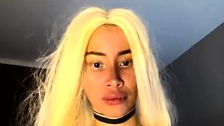 Blonde tight pussy babe solo toy fun in glamour masturbation