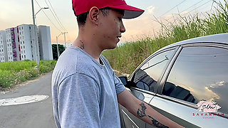 The Gorgeous Savannah Watson Having Sex in a Car Outdoors with a Fan
