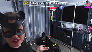 Amateur Femdom Suspension Bondage Test - Masked Slave Gets Pegged & Prostate Massage