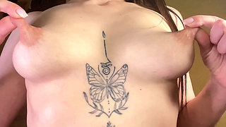 Kristi Ren Slaps Herself with a Whip and Sucks Her Long Nipples