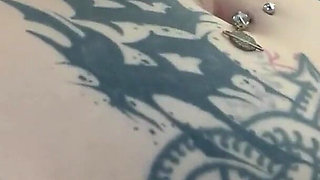 Goth Girl Fingers Her Belly Button and Plays with Navel Piercing