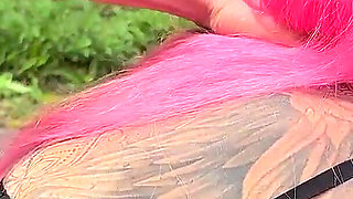 Two Horny Leather Tattoo Sluts Fuck Truck Driver at the Rest Area!