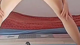 Big Dildo Brought to Orgasm During Sports