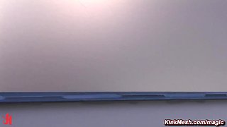 Eighteen years old darkhaired gets machine humped