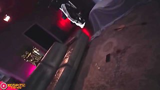 Blonde Sluts Double Suck Thick Cock in Neon Glow Threesome