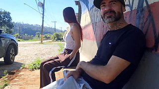 Brazilian Big Tits Babes Risky Bus Stop Stranger Masturbation