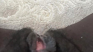 German black fat hairy wet  Pussy with big clit closeups