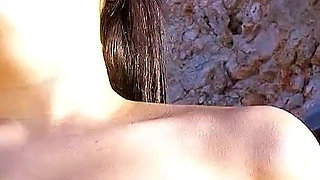 Latina teen Karmen with big tits fucked outdoor by stepdad on vacation