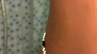 Hot Petite Ebony Babe Enjoys Solo Moment in the Bathroom Caressing Her Small Boobs